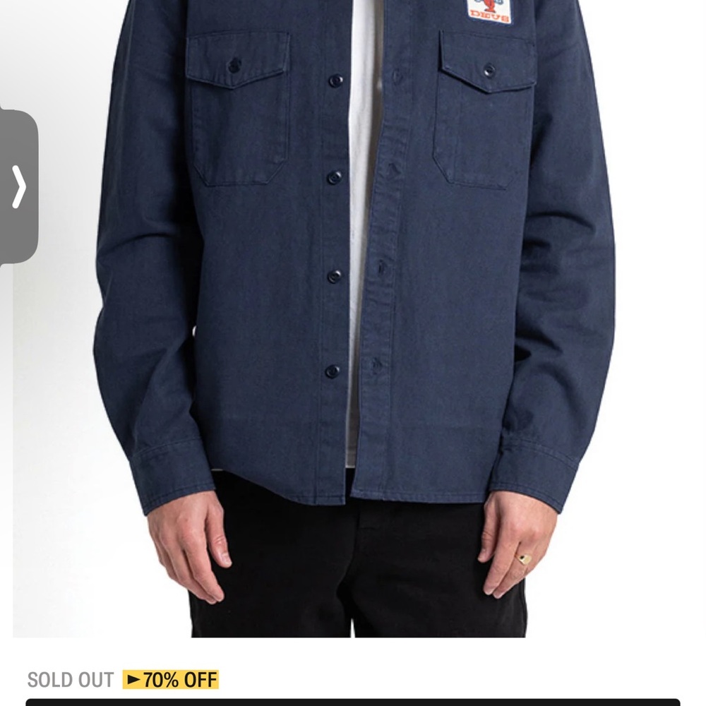 Deus Customs  Blue Button Down Shirt with Sturdy Fabric